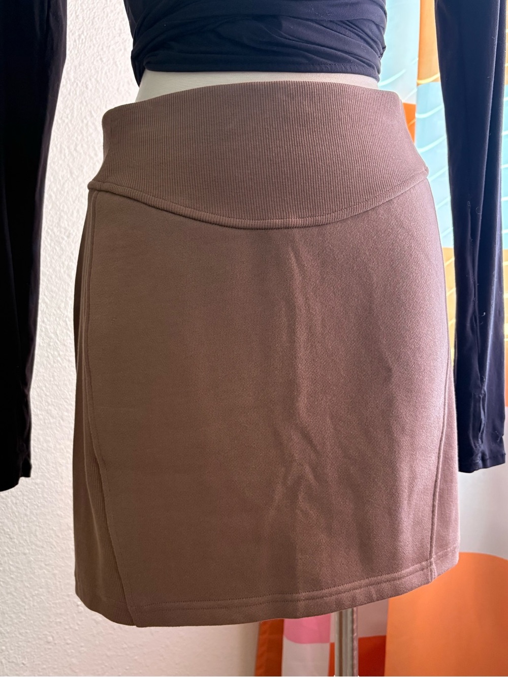 lululemon athletica Tan Ribbed High Waist Mini Skirt NWOT